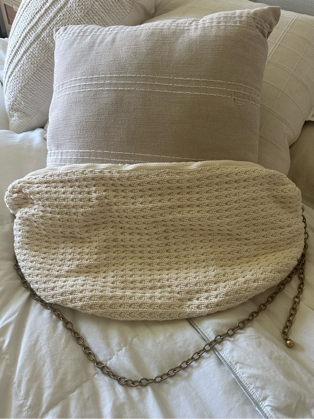 Cream Knit Chain-Messenger Bag- American Eagle